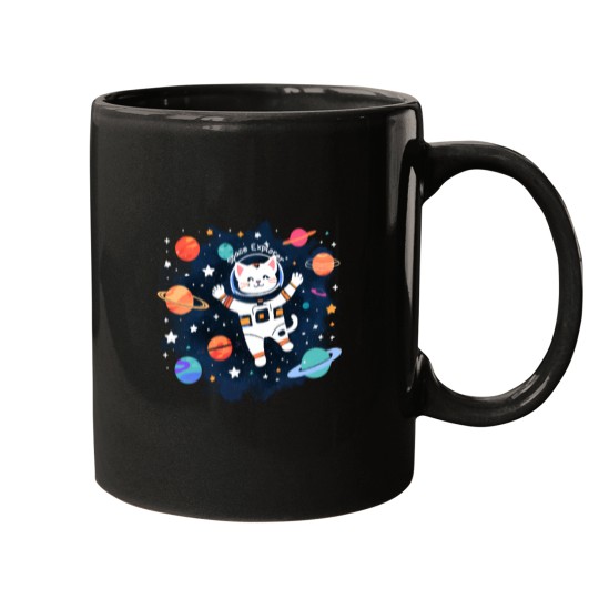 Discover Space Explorer Cat Brave Feline on a Cosmic Mission Mugs