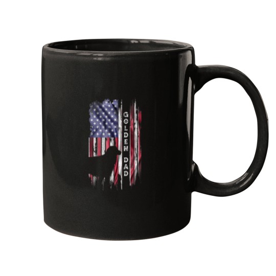 Discover Vintage USA Flag Proud Golden Retriever Dad Silhou Mugs