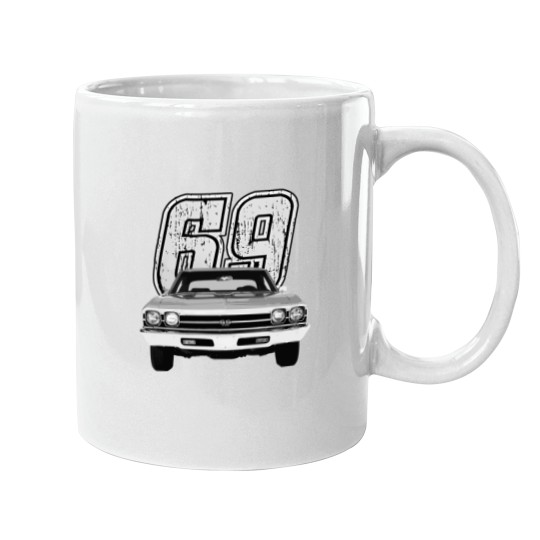 Discover 1969 Chevelle Front Grill View Silhouette Mugs