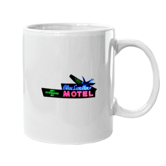 Discover Blue Swallow Motel Neon Sign Route 66 Mugs