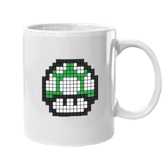Discover 8Bit - Green Mushroom 1Up Mugs