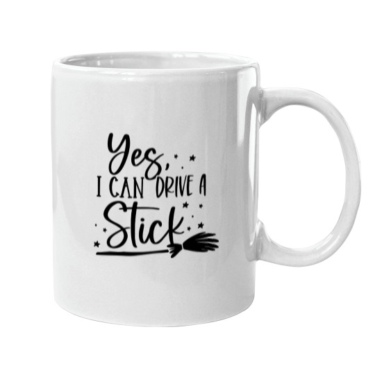 Discover I drive Stick Mugs, Halloween Mugs, Cute Halloween Mugs