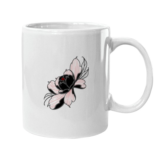Discover peony Flower Red and Blacks Mugs