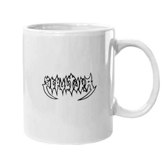 Discover black Sepultura logo Mugs