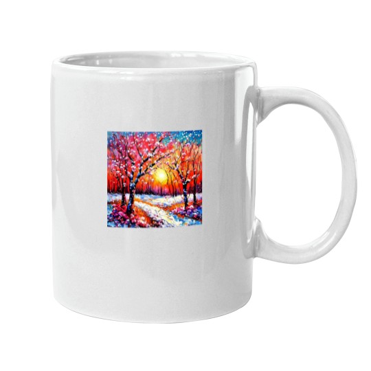Discover Cherry trees in snow 4 Mugs