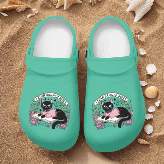 Discover I Read Banned Books Nurse Clogs, Bookish Cat Nurse Clogs