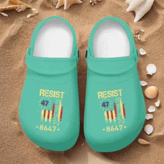 Discover Anti Trump 8647 86 47 US Flag We The People Impeach 47 Unisex Nurse Clogs