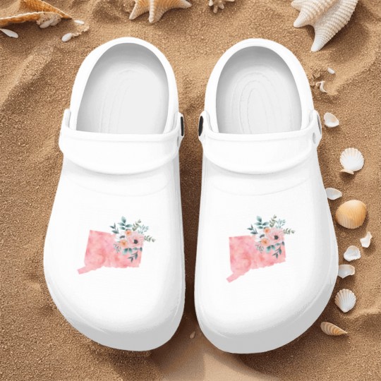 Discover Connecticut Floral - Connecticut State - Nurse Clogs