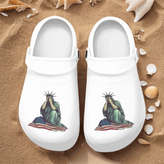 Discover Crying Statue of Liberty Nurse Clogs, Political Protest Nurse Clogs Patriotic American Flag Nurse Clogs