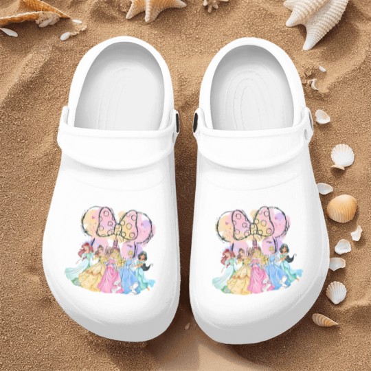 Discover Vintage Disneyyy Princess Squad Nurse Clogs, Watercolor Castle Nurse Clogs