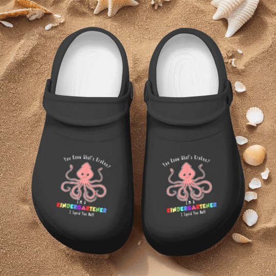 Discover Kindergarten Kraken Funny Back to School Pun Quote Joke Nurse Clogs