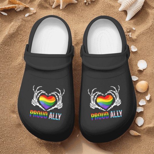Discover proud ally lgbt transgender flag skeleton heart gay lesbian Nurse Clogs