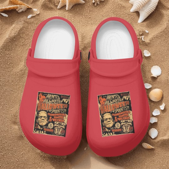 Discover Frankenstein and Wolfman Vintage Retro Halloween , 80's Horror Nurse Clogs