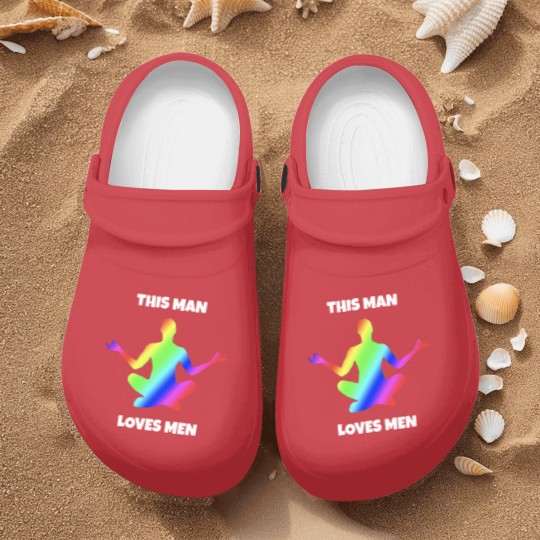 Discover This Man loves Men rainbow colors gay men Nurse Clogs