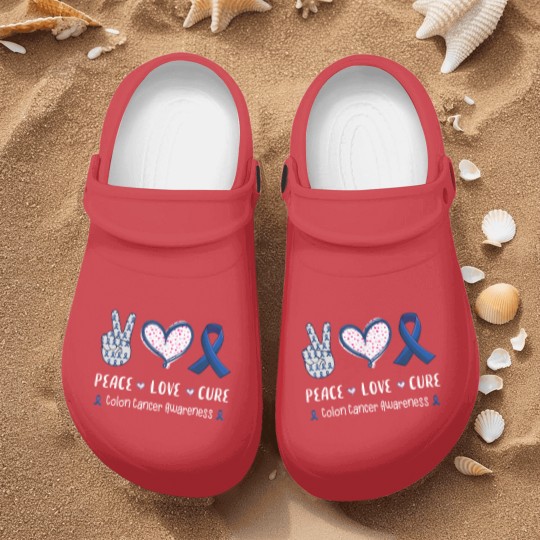 Discover Love Colon Nurse Clogs Peace Love cure Colon cancer awareness