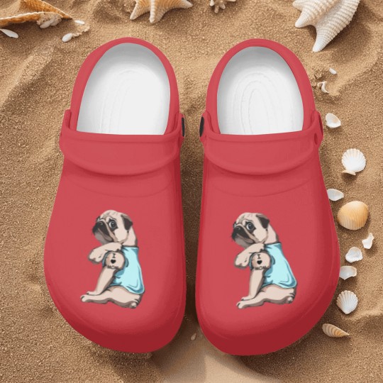 Discover Pug Dog I Love Mom Nurse Clogs