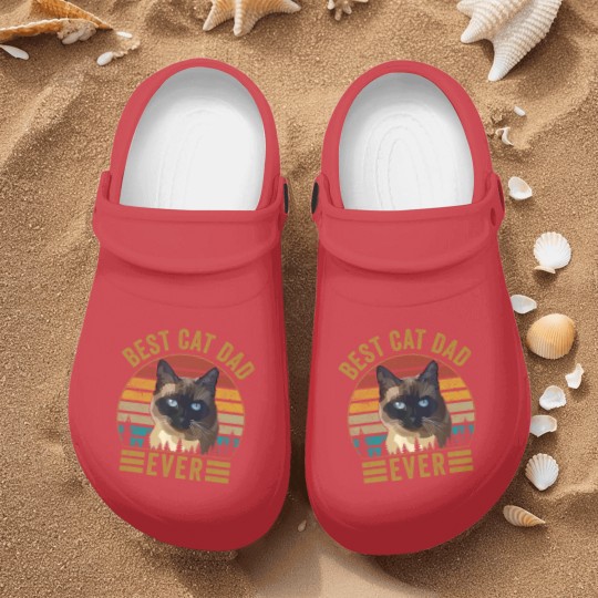 Discover Retro Vintage Best Cat Dad Ever Fathers day Siamese Cat Nurse Clogs