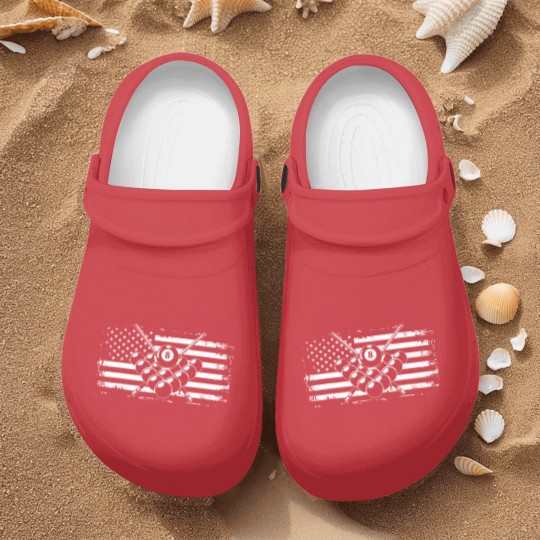 Discover Billiards Pool American Flag Nurse Clogs