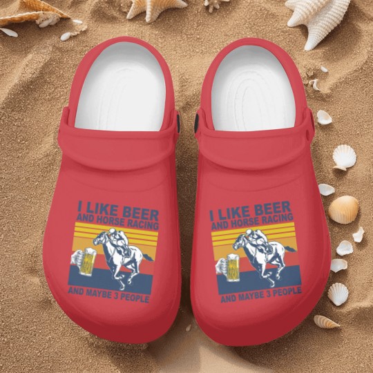 Discover Horse Racing Like Beer And Maybe 3 People Vintage Horse Lovers - I Like Beer And Maybe 3 People Funny - Nurse Clogs