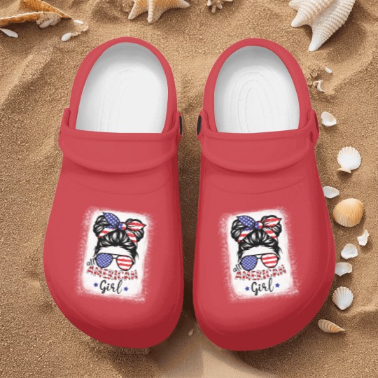 Discover All American Girl Bleached Nurse Clogs Patriotic July 4th Nurse Clogs