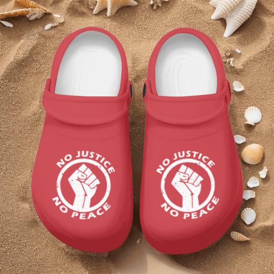 Discover no justice no peace Nurse Clogs