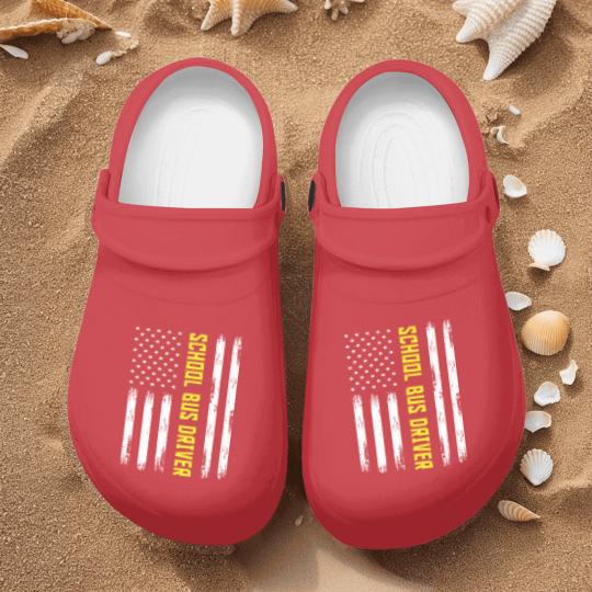 Discover School Bus Driver Proud Flag Pride Gift Nurse Clogs