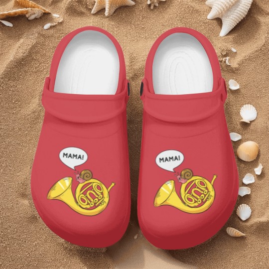Discover Snail French Horn Shell Pun Musician Gift Nurse Clogs