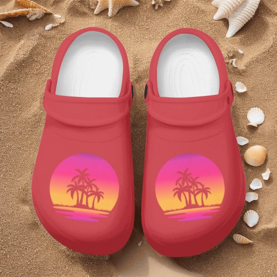 Discover Retro Sunset Retrowave Lake Sunsetby retrohub Nurse Clogs