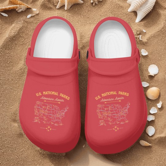 Discover National Parks Map Camping Women Men Hiking 7186 Nurse Clogs