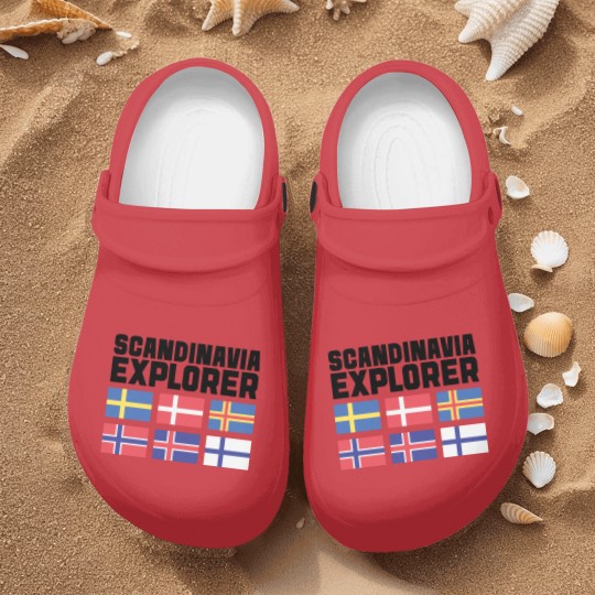 Discover Scandinavia Explorer Flags Iceland Sweden Norway Nurse Clogs