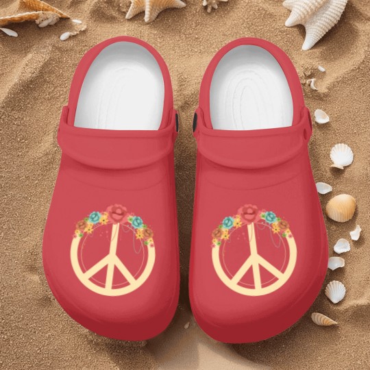 Discover Floral Peace Symbol Hippie Lover Peace Sign Nurse Clogs