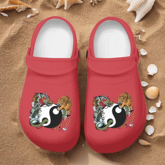 Discover dragon and tiger yin yang symbol Nurse Clogs