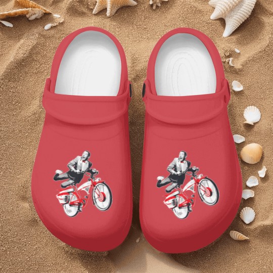Discover Pee Wee Herman's Big Adventure Bike Nurse Clogs, Pee-Wee Herman Bike Nurse Clogs, Rip Paul Reubens Nurse Clogs