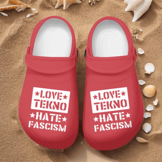 Discover 23NO006 - love tekno hate fascism Nurse Clogs