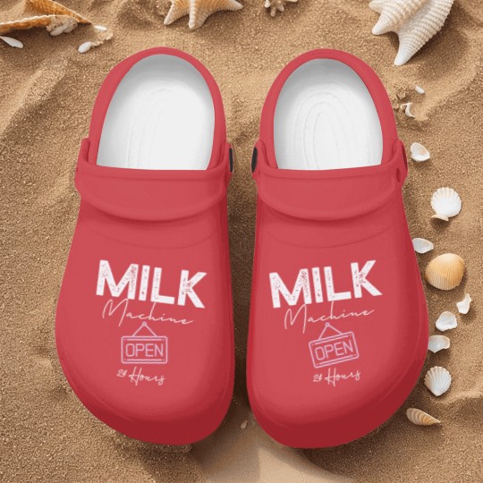 Discover Milk Machine Open 24 Hours Funny Breastfeeding New Mom Life Nurse Clogs