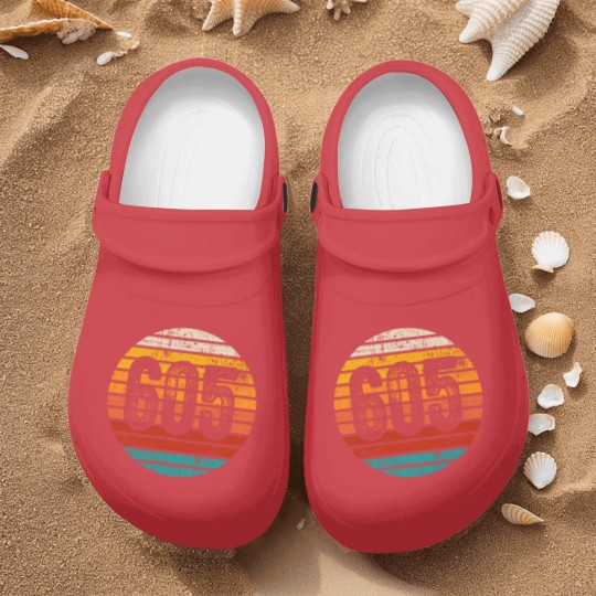 Discover Distressed Vintage Sunset 605 Area Code Nurse Clogs