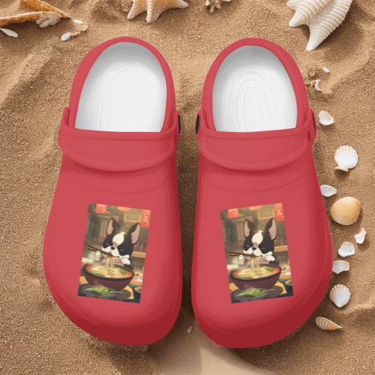 Discover Boston Terrier Eating Ramen Nurse Clogs