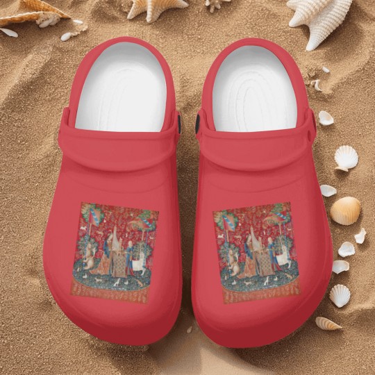 Discover Lady and Unicorn Medieval Tapestry Nurse Clogs