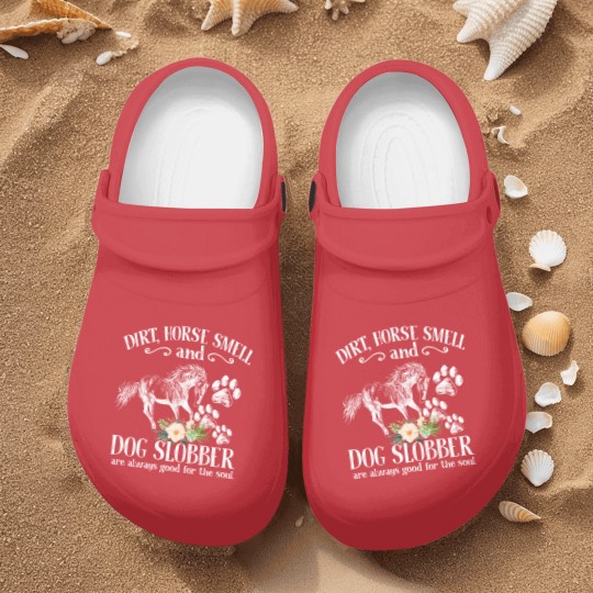 Discover Cute Horse And Dog Flower Nurse Clogs, Dirt Horse Smell Dog Slobber