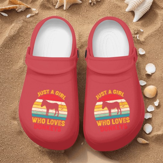 Discover Just A Girl Who Loves Donkeys Retro Sunset Donkey Lovers Nurse Clogs
