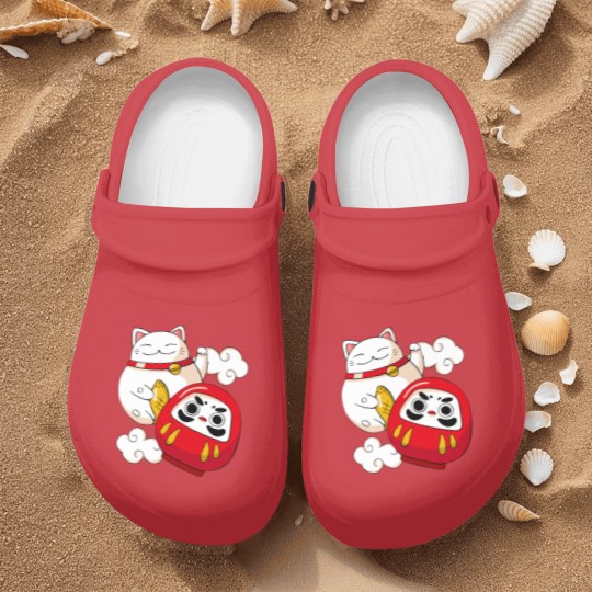 Discover Maneki Neko Lucky Cat Japanese Daruma Doll Kawaii Nurse Clogs