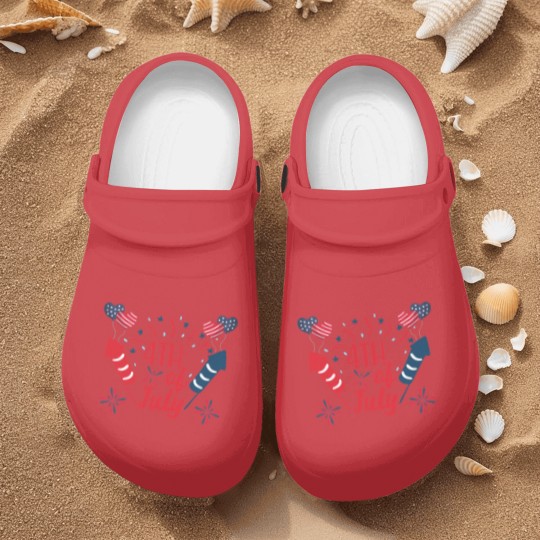 Discover 4th of July Fireworks Red White Blue Patriotic Nurse Clogs
