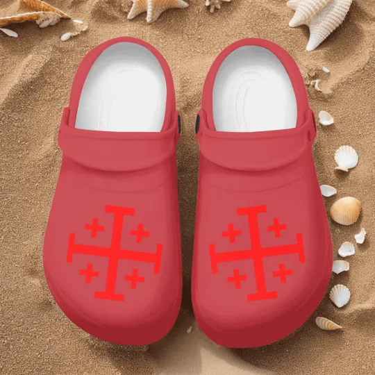 Discover Jerusalem Cross - Red - No Background Nurse Clogs
