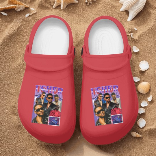 Discover Limted Rapper Usher Nurse Clogs, Vintage Usher 90s Nurse Clogs, Retro Usher Graphic Nurse Clogs