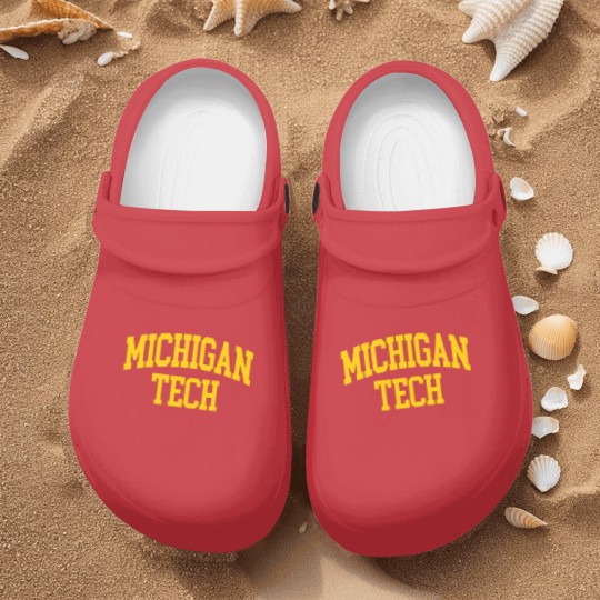 Discover michigan tech - college font curved Nurse Clogs