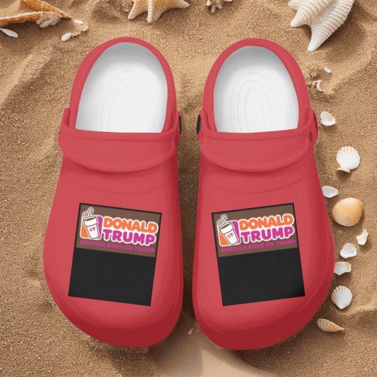 Discover America runs on Trump, Donald Trump Nurse Clogs, Punny Nurse Clogs, Dunkin, Coffee Nurse Clogs