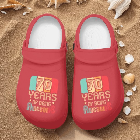 Discover 70 years of being awesome 70 years old 70th birthday Nurse Clogs