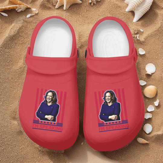 Discover Harris Kamala I'm Speaking Nurse Clogs, Madam President Nurse Clogs, Kamala Rally Nurse Clogs, Presidential Election 2024 Nurse Clogs