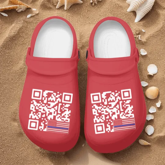 Discover BACK Print - Police Flag Trump Dance QR Code Comfort Colors Nurse Clogs,  Republican Nurse Clogs