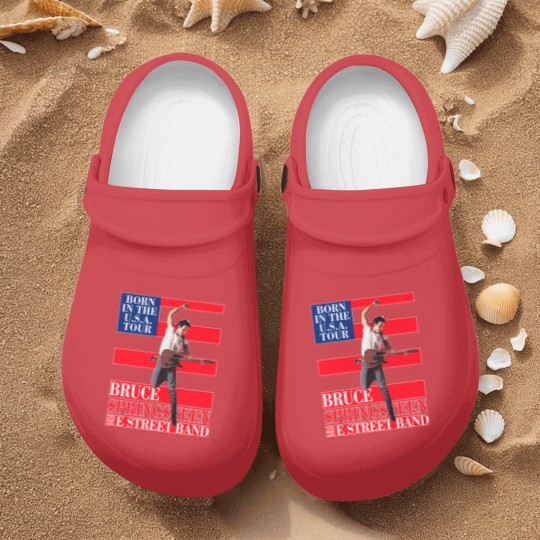 Discover Bruce Springsteen Born In Usa Tour Nurse Clogs, Bruce Springsteen Usa Flag Nurse Clogs